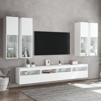 7-delige Tv-wandmeubelset met LED-verlichting wit 5