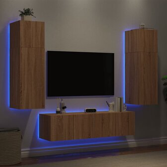 6-delige Tv-wandmeubelset met LED bewerkt hout sonoma eiken 4