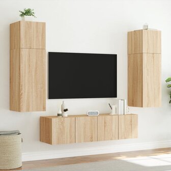 6-delige Tv-wandmeubelset met LED bewerkt hout sonoma eiken 5