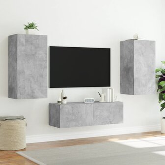 3-delige tv-wandmeubelset met LED-verlichting betongrijs 5