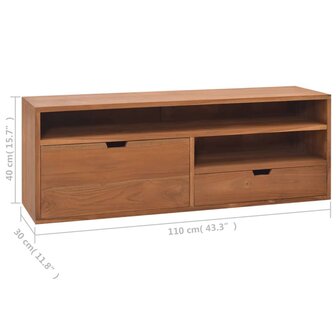 Tv-meubel 110x30x40 cm massief teakhout 7