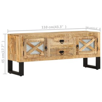 Tv-meubel 110x30x45 cm ruw mangohout 10