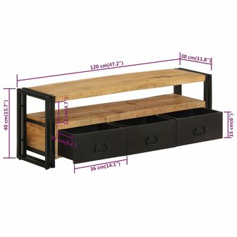 Tv-meubel 120x30x40 cm massief mangohout 8