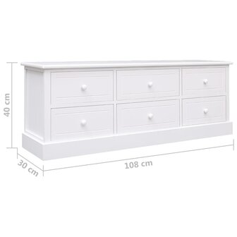 Tv-meubel 108x30x40 cm massief paulowniahout wit 7