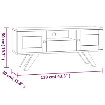 Tv-meubel 110x30x50 cm massief teakhout 8