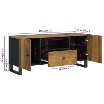 Tv-meubel 105x33,5x46 cm massief mangohout en bewerkt hout 9