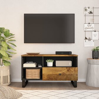 Tv-meubel 80x33x46 cm massief mangohout en bewerkt hout 1