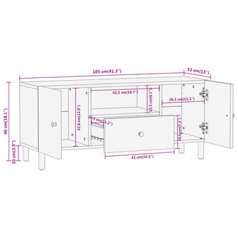 Tv-meubel 105x33x46 cm massief acaciahout 12