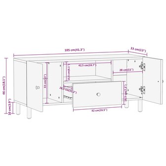 Tv-meubel 105x33x46cm massief mangohout 10