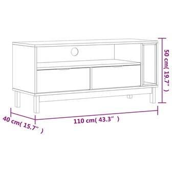 TV-meubel FLAM 110x40x50 cm massief grenenhout 10