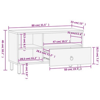 Tv-meubel 80x33x46 cm massief mangohout 12