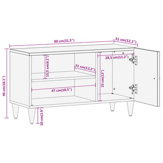 Tv-meubel 80x31x46 cm massief mangohout 11