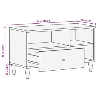 Tv-meubel 80x33x46 cm massief mangohout 11