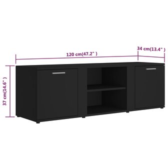 Tv-meubel 120x34x37 cm bewerkt hout zwart 9