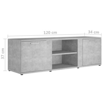 Tv-meubel 120x34x37 cm bewerkt hout betongrijs 9