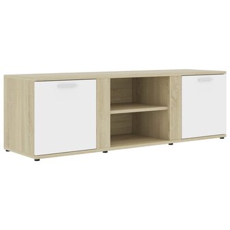 Tv-meubel 120x34x37 cm bewerkt hout wit en sonoma eikenkleurig 2