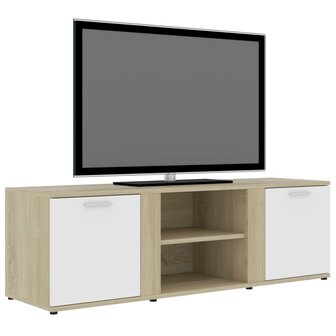 Tv-meubel 120x34x37 cm bewerkt hout wit en sonoma eikenkleurig 3