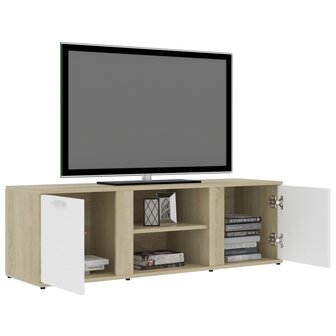 Tv-meubel 120x34x37 cm bewerkt hout wit en sonoma eikenkleurig 5