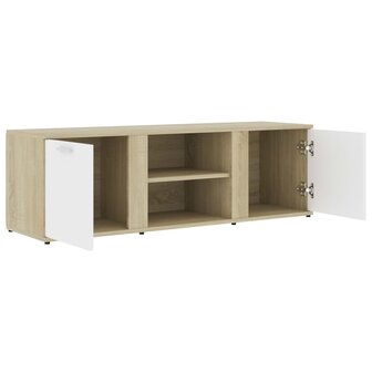 Tv-meubel 120x34x37 cm bewerkt hout wit en sonoma eikenkleurig 6