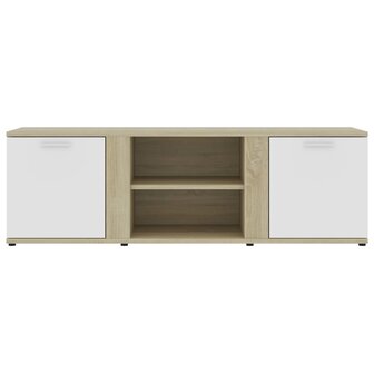 Tv-meubel 120x34x37 cm bewerkt hout wit en sonoma eikenkleurig 7