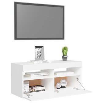 Tv-meubel met LED-verlichting 90x35x40 cm wit 6