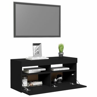 Tv-meubel met LED-verlichting 90x35x40 cm zwart 6