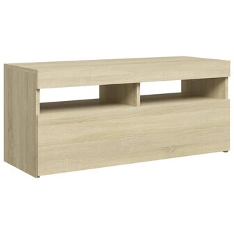 Tv-meubel met LED-verlichting 90x35x40 cm sonoma eikenkleurig 7