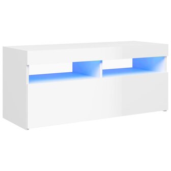 Tv-meubel met LED-verlichting 90x35x40 cm hoogglans wit 2