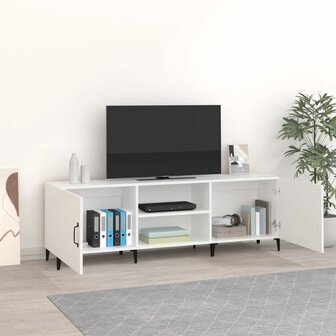 Tv-meubel 150x30x50 cm bewerkt hout wit 3