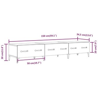 Tv-meubel 150x34,5x30 cm bewerkt hout zwart 9