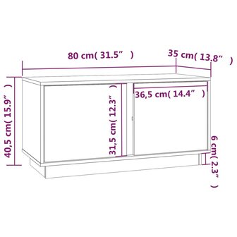 Tv-meubel 80x35x40,5 cm massief grenenhout grijs 10