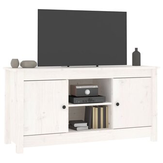 Tv-meubel 103x36,5x52 cm massief grenenhout wit 8