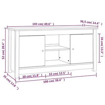 Tv-meubel 103x36,5x52 cm massief grenenhout honingbruin 10