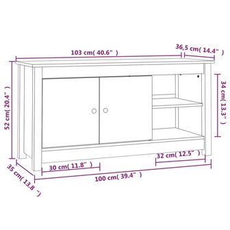 Tv-meubel 103x36,5x52 cm massief grenenhout 10