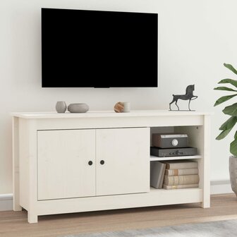 Tv-meubel 103x36,5x52 cm massief grenenhout wit 1