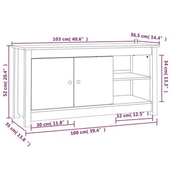 Tv-meubel 103x36,5x52 cm massief grenenhout wit 10