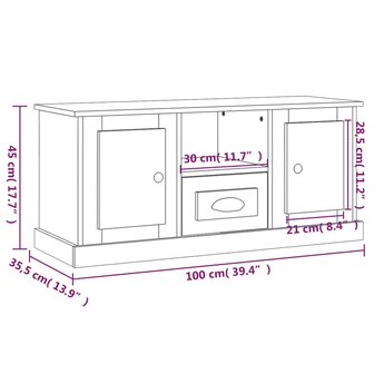 Tv-meubel 100x35,5x45 cm bewerkt hout wit 10