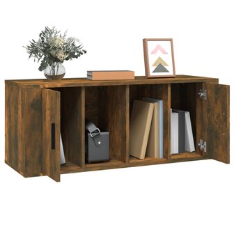 Tv-meubel 100x35x40 cm bewerkt hout gerookt eikenkleurig 4