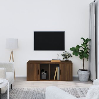 Tv-meubel 100x35x40 cm bewerkt hout bruin eikenkleur 1