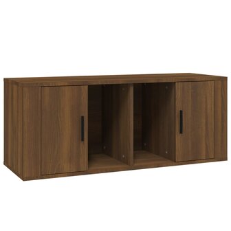 Tv-meubel 100x35x40 cm bewerkt hout bruin eikenkleur 2