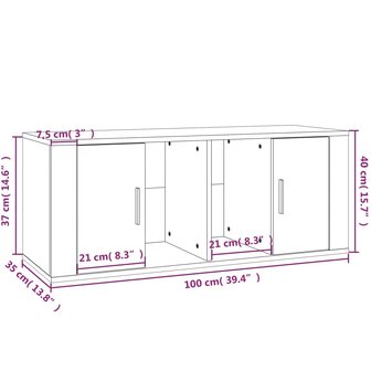 Tv-meubel 100x35x40 cm bewerkt hout bruin eikenkleur 9