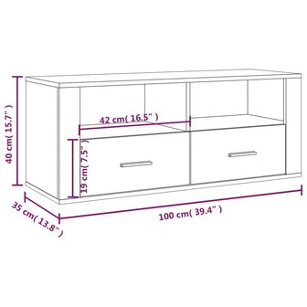 Tv-meubel 100x35x40 cm bewerkt hout betongrijs 10