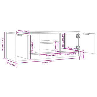 Tv-meubel 102x35x36,5 cm bewerkt hout gerookt eikenkleurig 8