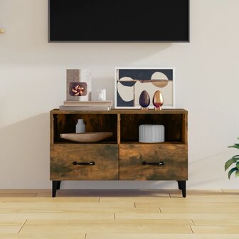 Tv-meubel 80x36x50 cm bewerkt hout gerookt eikenkleurig 1