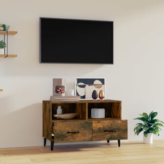 Tv-meubel 80x36x50 cm bewerkt hout gerookt eikenkleurig 3