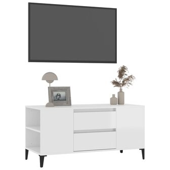 Tv-meubel 102x44,5x50 cm bewerkt hout hoogglans wit 4