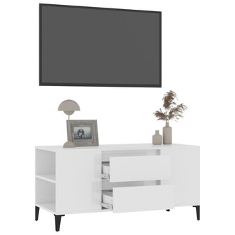 Tv-meubel 102x44,5x50 cm bewerkt hout hoogglans wit 5