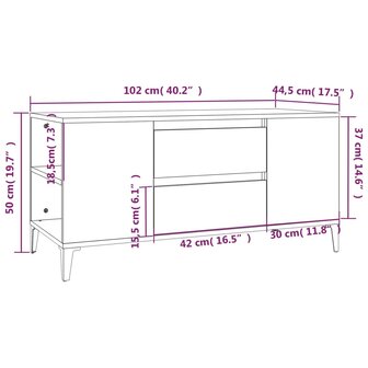 Tv-meubel 102x44,5x50 cm bewerkt hout grijs sonoma eikenkleurig 10