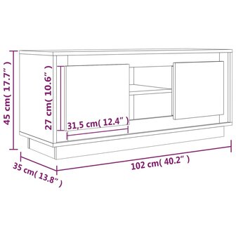 Tv-meubel 102x35x45 cm bewerkt hout zwart 10