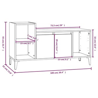 Tv-meubel 100x35x55 cm bewerkt hout wit 10